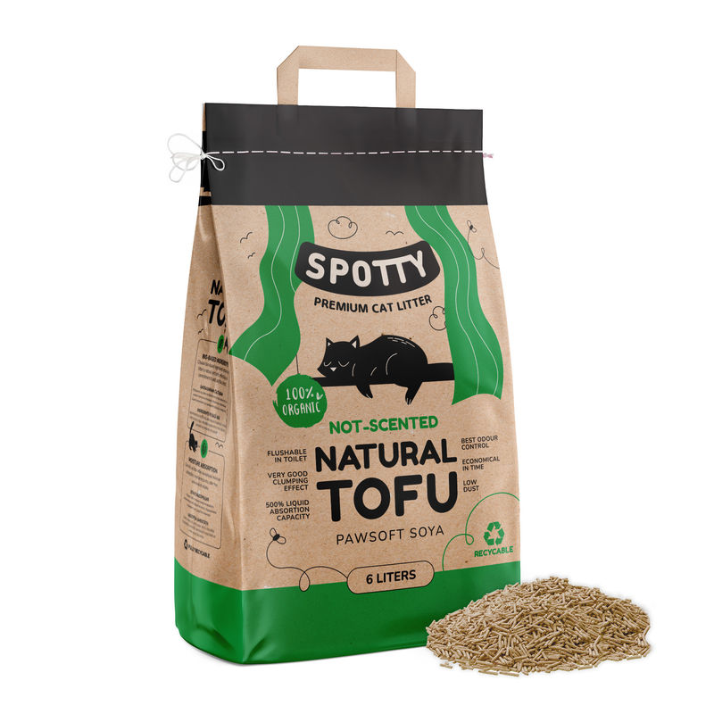 Соева котешка тоалетна SPOTTY TOFU NATURAL, с незабавно слепване 6литра