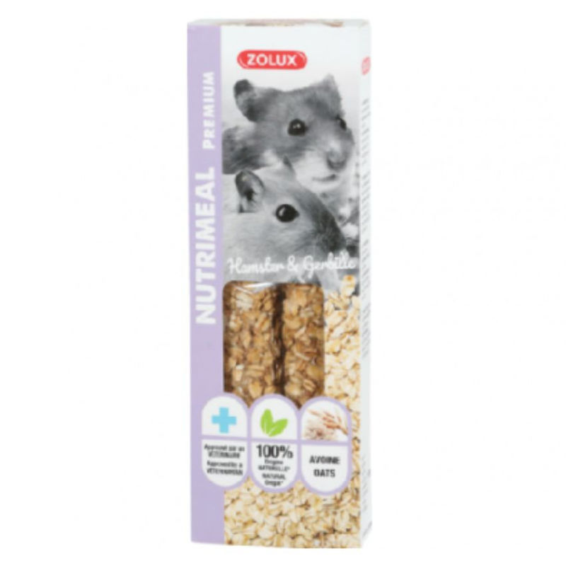 ZOLUX Крекери за хамстери и джебили Zolux Hamster&Gerbil Nutrimeal Stick Treats с овесени ядки 110гр