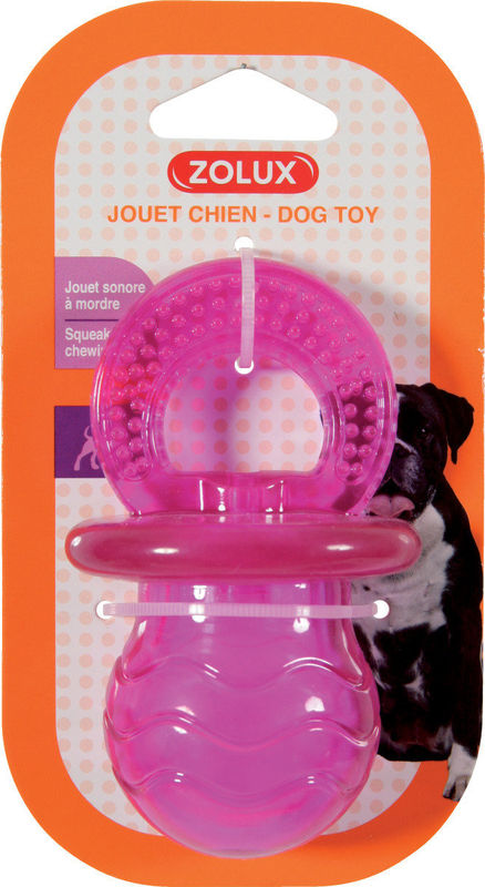 Играчка за кучета Zolux POP PACIFIER – силиконов биберон за гризане, розов 10 см. 2