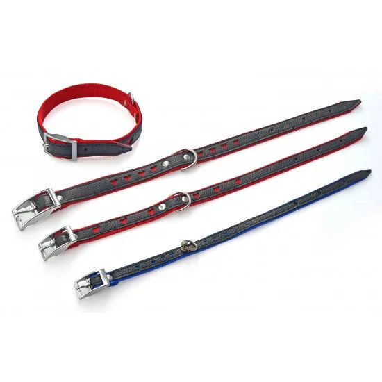 Наш.кожа+лента сърца синьо 2.5/60см