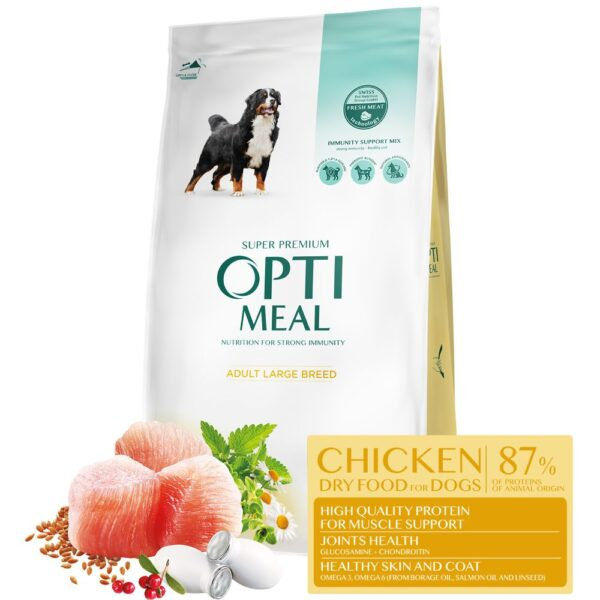 OPTIMEAL DOG MAXI ADULT WITH CHICKEN Супер премиум храна за кучета от големи породи с пилешко 9