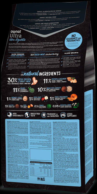 Натурална суха храна Ownat Ultra Мaxi Junior с пряснo пилешко и пуешко месо, за подрастващи кученца от големите породи 3 кг.