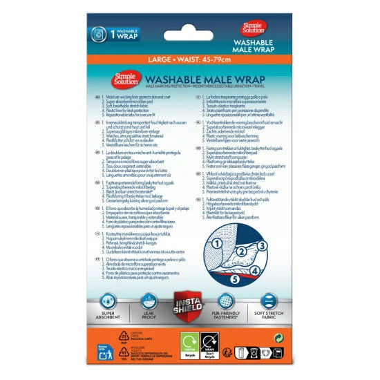 Simple Solution Washable Male Wrap -  памперси за многократна употреба, за мъжки кучета, L размер 13