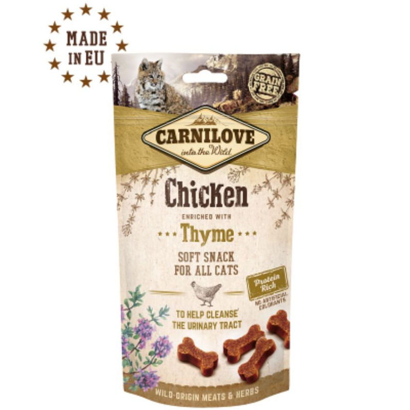 Полувлажни лакомства за котки Carnilove Cat semi Moist Snack Chicken enriched with Thyme с Пилешко месо, обогатени с мащерка