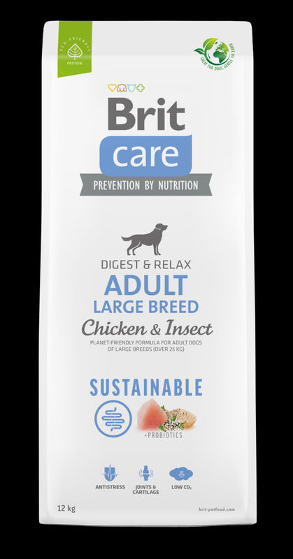 Brit Care Dog Sustainable Adult Large Breed Chicken&Insect- Супер премиум суха храна за кучета от големите породи. С високоусвоим протеин от насекоми и пилешко месо 3 кг.