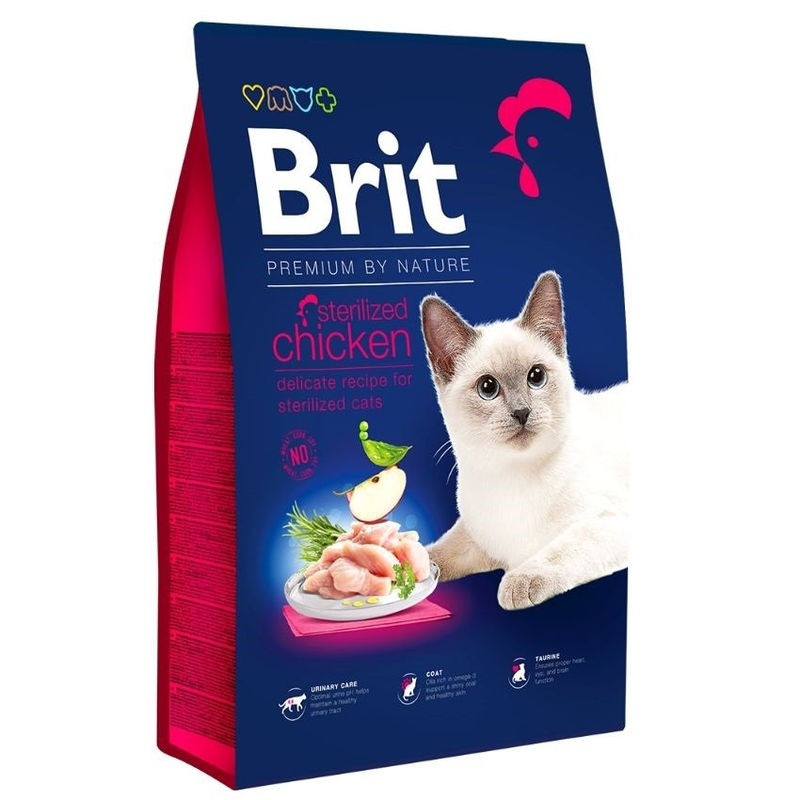 Суха храна Brit Premium by Nature Cat – Sterilized Chicken – за кастрирани котки, с пилешко 0.300 кг.