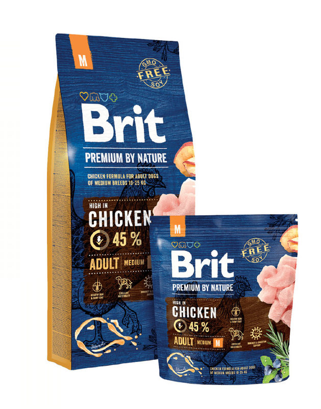 Суха храна за кучета BRIT PREMIUM ADULT M BY NATURE [ НОВА, ПОДОБРЕНА ФОРМУЛА ] с до 45% прясно пилешко месо 3 кг. 2