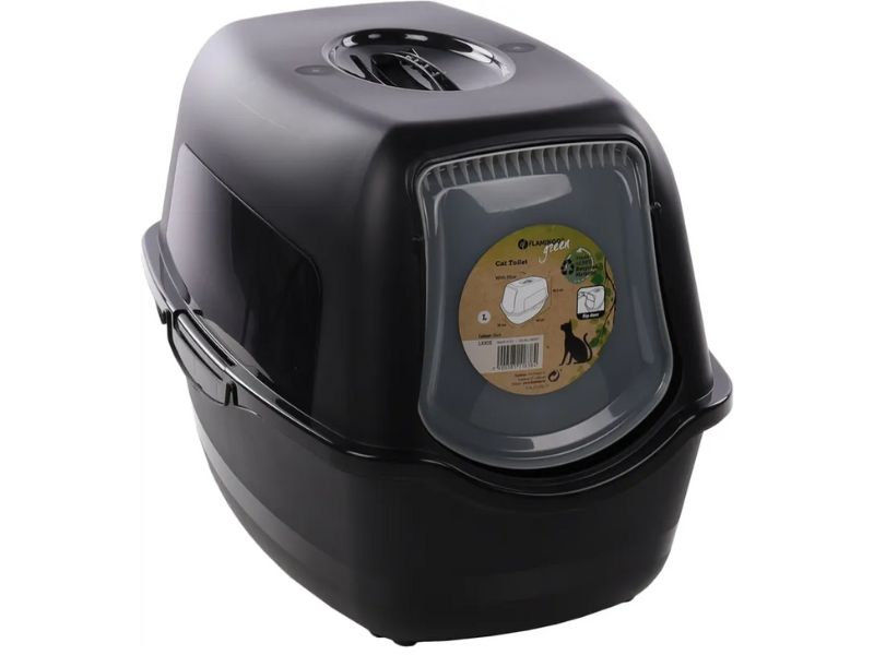 Закрита котешка тоалетна Flamingo CAT TOILET LEXIE BLACK L 39x56x39,5CM Черен