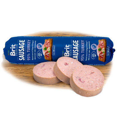 Brit Sausage Turkey 95% деликатесен салам за кучета с пуйка 0.800 кг.