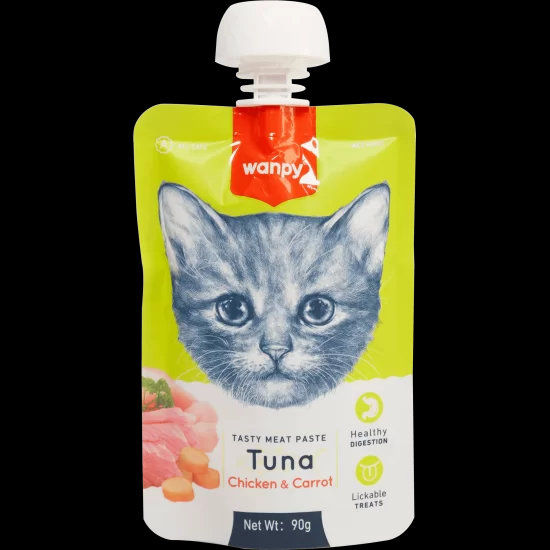 Wanpy Tasty Cat - месна паста риба тон, пиле и морков , 90 г