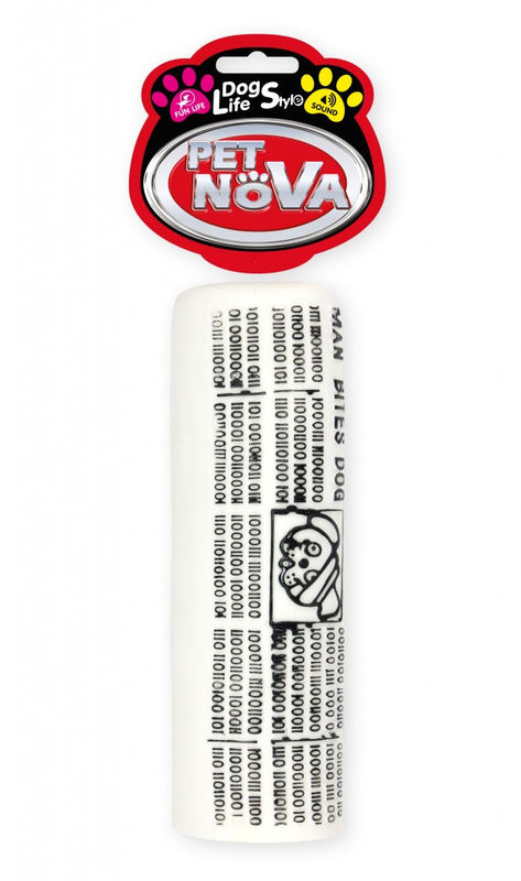 Гумена играчка за куче PET NOVA вестник на руло със звук 19 см. Бял