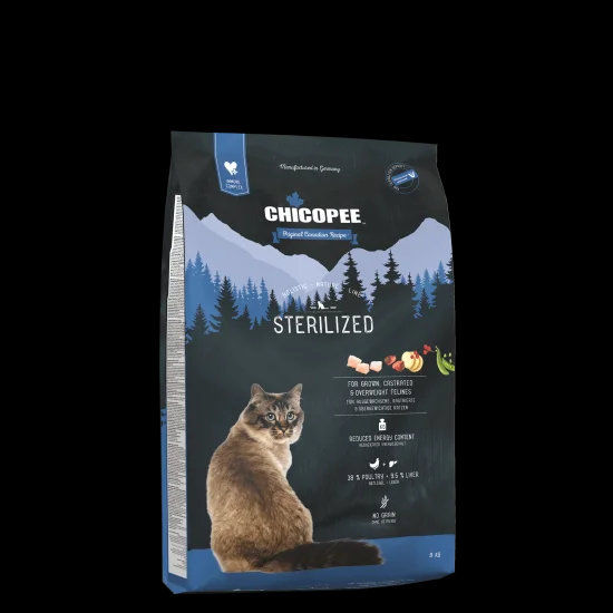 Chicopee Holistic Sterilized - пълноценна суха храна без зърно за кастрирани израснали котки над 1 г., 1.5 кг