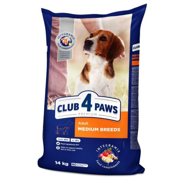 CLUB 4 PAWS DOG MEDIUM ADULT Премиум, пълноценна суха храна за възрастни кучета от средни породи с пиле 5