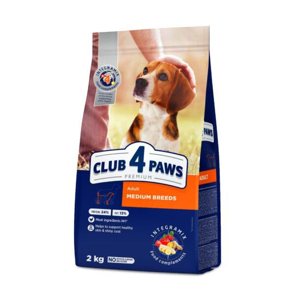 CLUB 4 PAWS DOG MEDIUM ADULT Премиум, пълноценна суха храна за възрастни кучета от средни породи с пиле 3