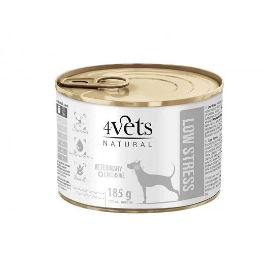 4Vets Dog Natural Low Stress консервирана храна за кучета, за намаляване на стреса, 185 г