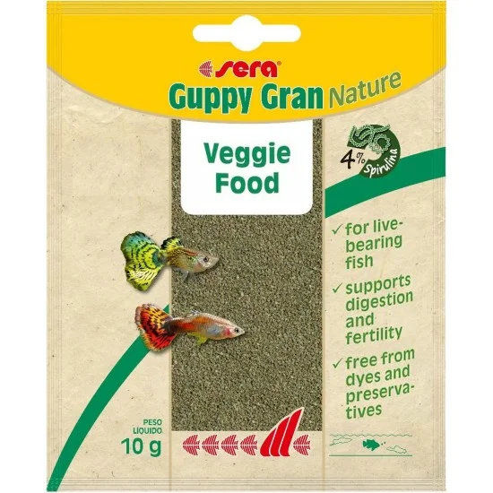 sera Guppy Gran Nature 10 г - гранулирана храна за гупи
